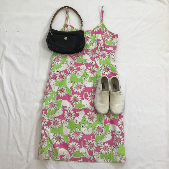 Lilly Pulitzer The French Fried Elegant Pink Green Cheetah Floral Slip Dress 12 - Picture 2 of 12